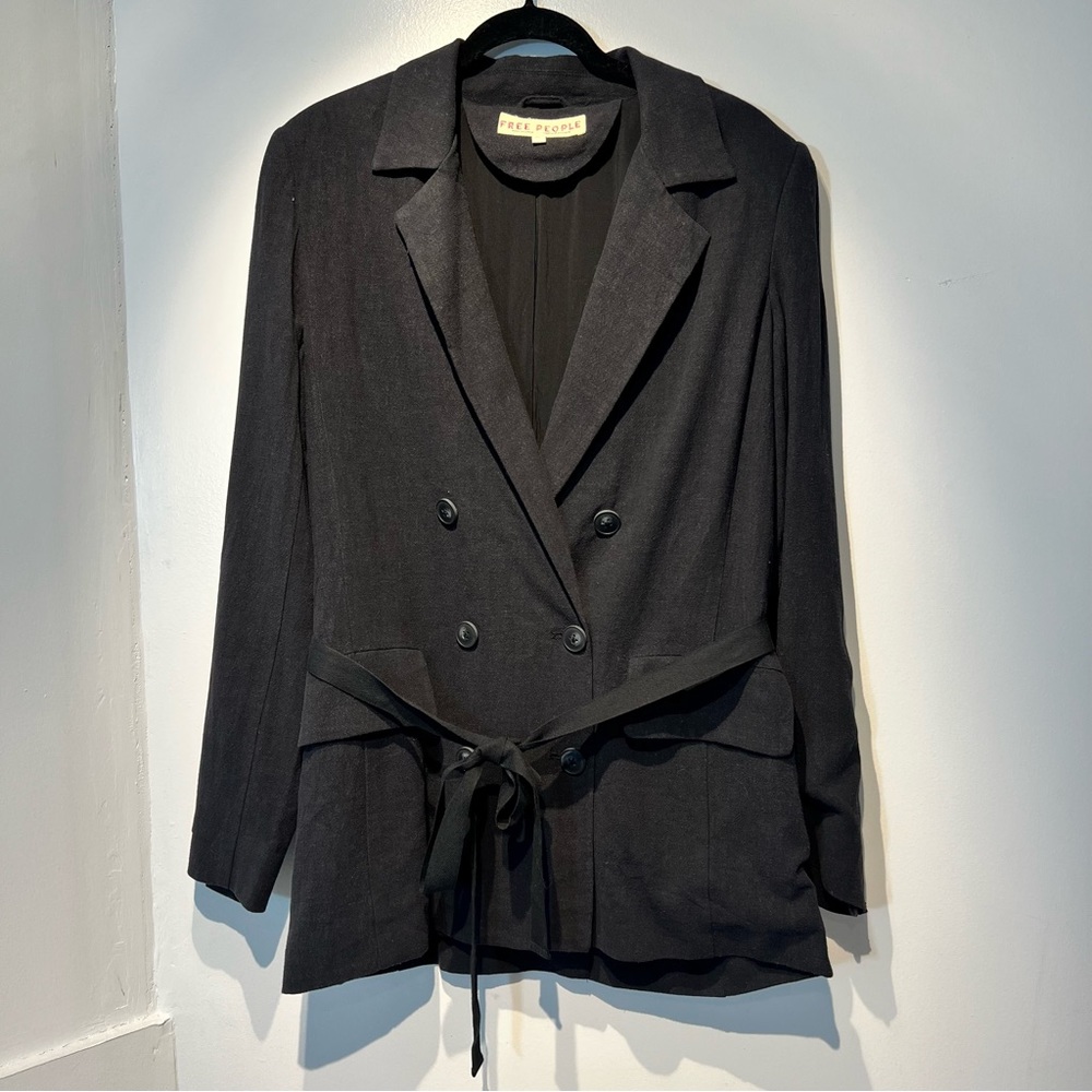 Free People Black Olivia Belted Blazer Size XS